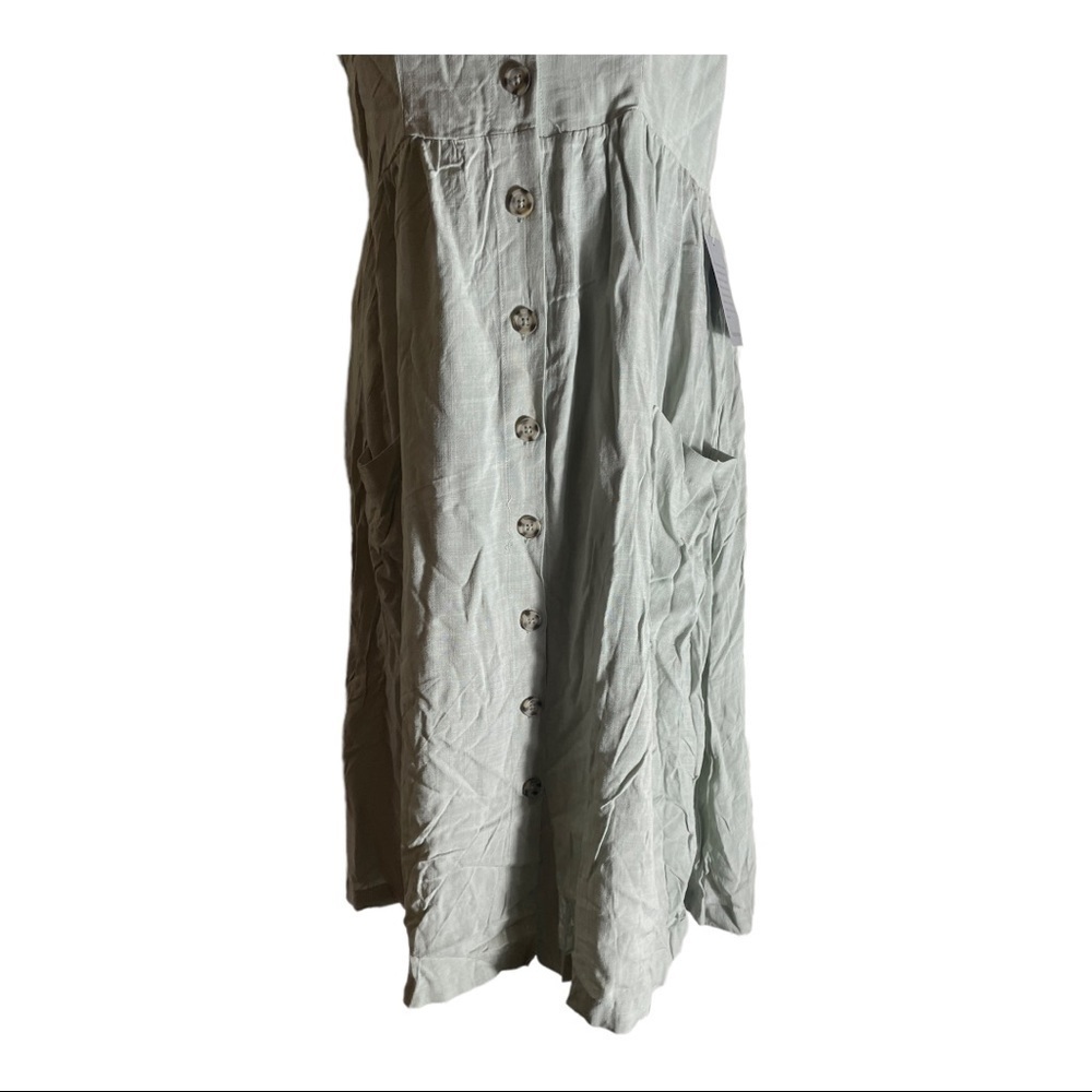 𝅺GOOD LUCK GEM Button Front Sleeveless Midi Dress sage green - Picture 6 of 13